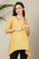 Lovable Marigold Ikat Maternity & Nursing Top (100% Cotton) MOMZJOY.COM