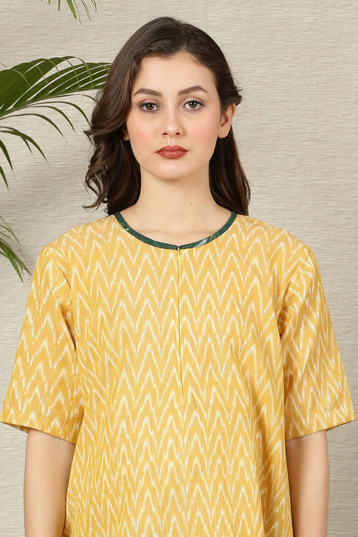 Lovable Marigold Ikat Maternity & Nursing Top (100% Cotton) MOMZJOY.COM