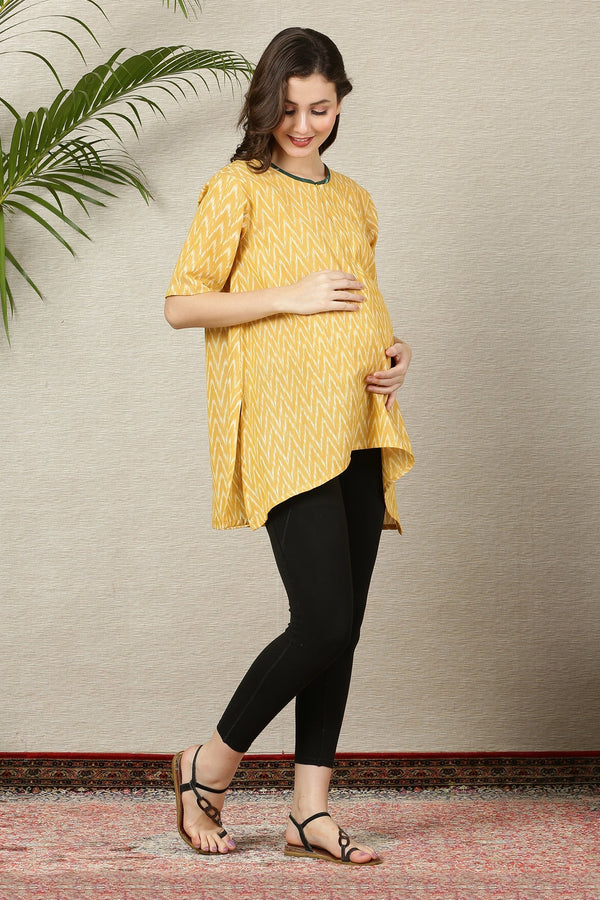 Lovable Marigold Ikat Maternity & Nursing Top (100% Cotton) MOMZJOY.COM