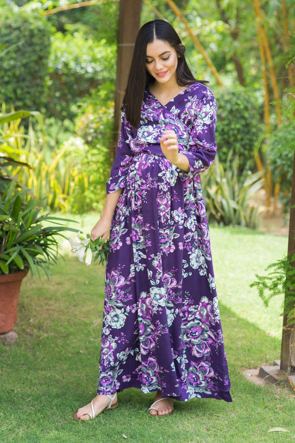 Buy Floral Long Maternity Hospital Gown, Breastfeeding Dress, Maternity  Robe, Long Kaftan, Nursing Kaftan, Nursing Gown, Hospital Gown Online in  India - Etsy