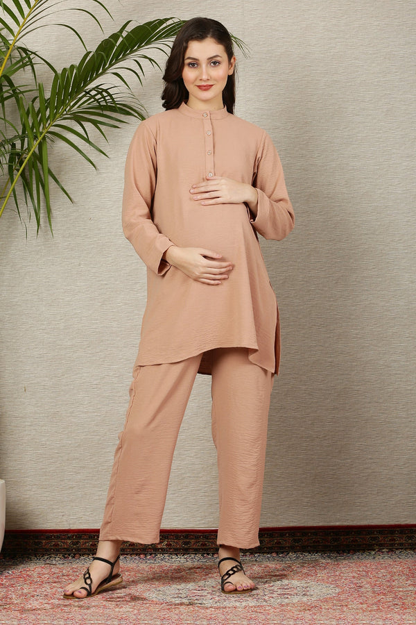 Classic Sand Maternity & Nursing Coord Set (2Pc) momzjoy.com