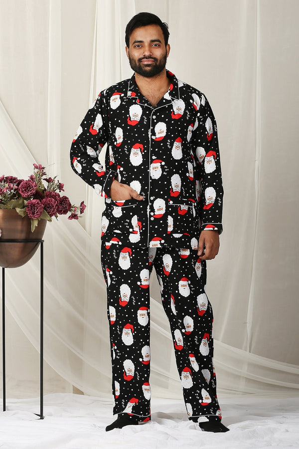 Christmas Eve Rich Black Men Night Suit Set (Set Of 2) MOMZJOY.COM