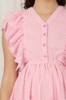 Enduring Baby Pink Maternity & Nursing Flowy Dress momzjoy.com