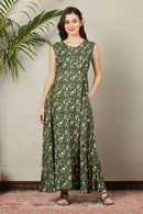 Olive Green Bloom Maternity & Nursing  Front Zip Dress momzjoy.com