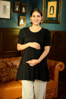 Adorable Swing Black Layered Maternity Top MOMZJOY.COM