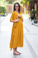 Tuscany Crepe Polka Maternity & Nursing Wrap Midi Dress momzjoy.com