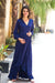 Royal Blue Lycra Maternity & Nursing Frill Wrap Dress momzjoy.com