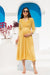 Luxe Royal Shimmer Gold Front Knot Lycra Maternity Dress MOMZJOY.COM