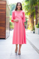 Pink blush Side Knot Maternity Dress MOMZJOY.COM