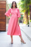 Pink blush Side Knot Maternity Dress MOMZJOY.COM