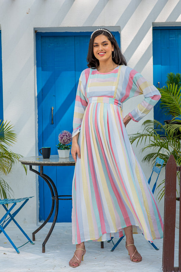 Colourful Paradise Maternity & Nursing Dress momzjoy.com