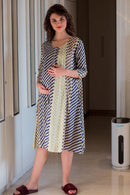Soothing Patterned Maternity & Nursing Night Dress momzjoy.com