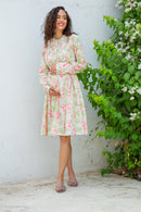 Daisy Floral Garden Maternity & Nursing Pintucks Knee Dress momzjoy.com