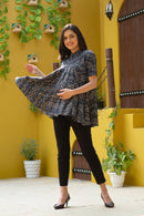 Luxe Black Gold Embellished Blossom Maternity & Nursing Flair Top MOMZJOY.COM