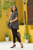 Luxe Black Gold Embellished Blossom Maternity & Nursing Flair Top MOMZJOY.COM