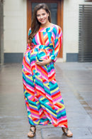 Abstract Rainbow Maternity & Nursing Maxi Dress momzjoy.com