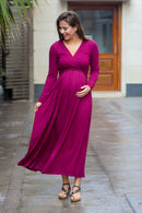Maroon Berry Maternity & Nursing Maxi momzjoy.com
