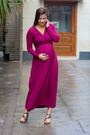 Maroon Berry Maternity & Nursing Maxi momzjoy.com