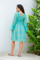 Sizzling Pale Turquoise Maternity Knee Dress momzjoy.com