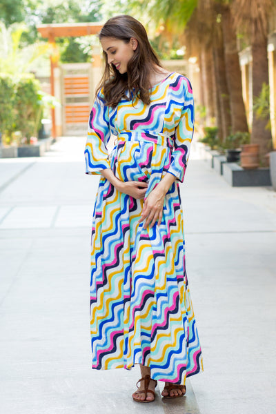 Rainbow Maternity & Nursing Maxi Dress momzjoy.com