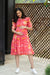 Beautiful Raspberry Yellow Tie & Dye Maternity & Nursing Frill Dress MOMZJOY.COM