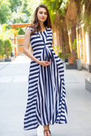 Chic Striped Maternity and Nursing Maxi Dress momzjoy.com