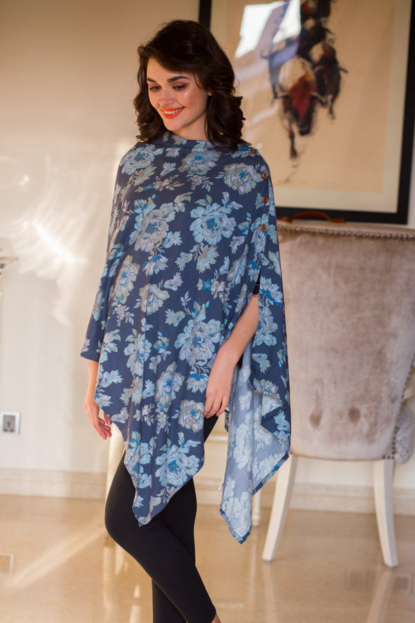 Aqua Floral Nursing Stole momzjoy.com