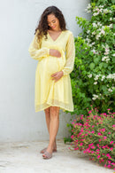 Lemony Swing Maternity Knee Dress momzjoy.com