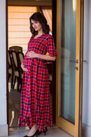 Classic Chic Red Plaid Maternity & Nursing Maxi - MOMZJOY.COM