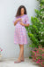 Winsome Rose Pink Satin Maternity & Nursing Pintucks Knee Dress momzjoy.com