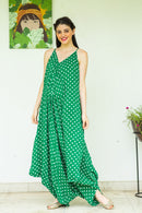 Emerald Green Polka Cotton Maternity Jumpsuit momzjoy.com
