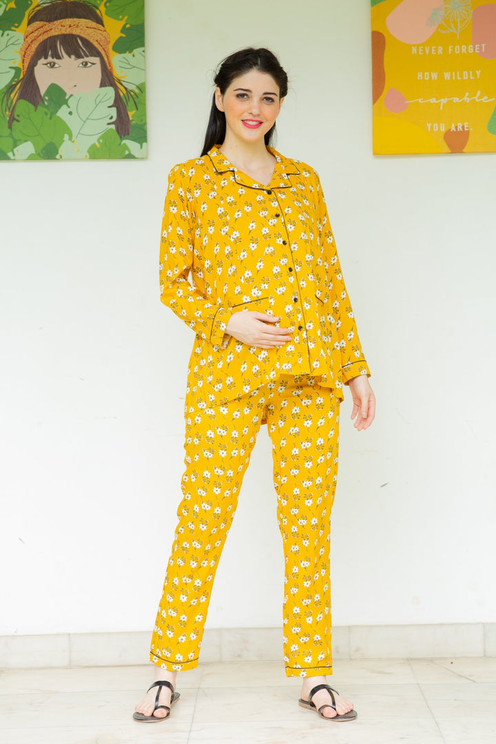 Marigold Maternity & Nursing Night Suit Set momzjoy.com