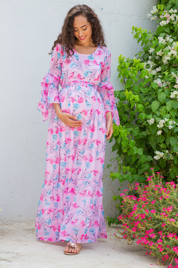 Taffy Blooming Maternity & Nursing Frill Dress momzjoy.com