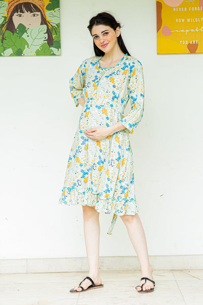 Breezy Mint Maternity & Nursing Night Dress momzjoy.com
