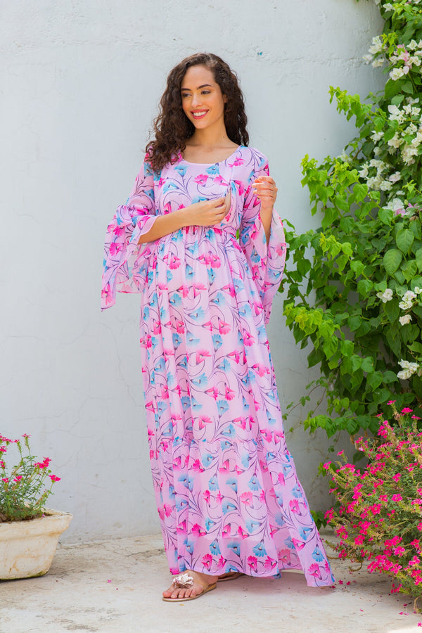 Taffy Blooming Maternity & Nursing Frill Dress momzjoy.com