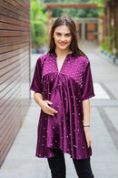 Plush Violet Embroidered Maternity Top - MOMZJOY.COM