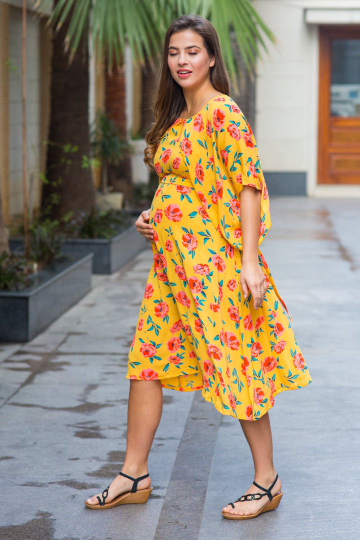 Sunshine Rose Maternity & Nursing Flap Dress - MOMZJOY.COM