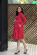Luxe Royal Crimson Maternity & Nursing Dress momzjoy.com