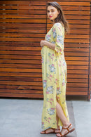 Pastel Yellow Flair Maternity & Nursing Dress momzjoy.com