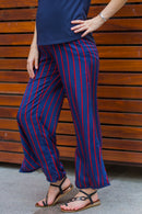 Indigo Striped Over Bump Pants MOMZJOY.COM