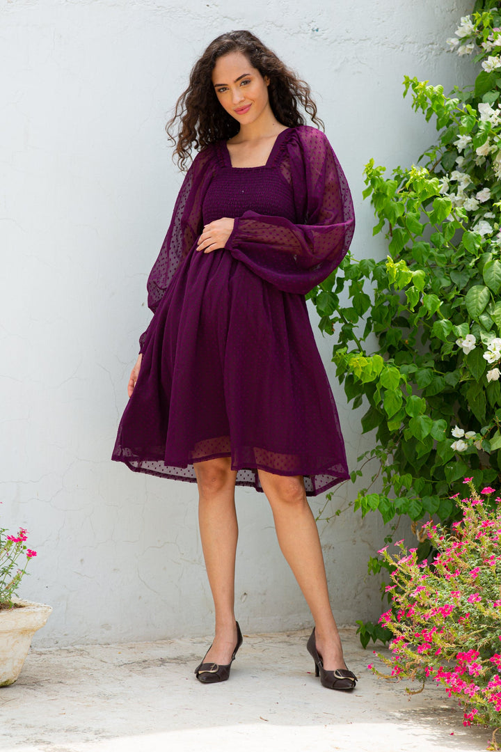 Classy Grape Wine Maternity Dress momzjoy.com