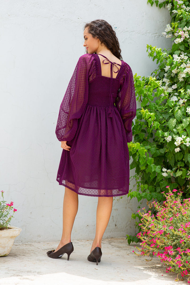 Classy Grape Wine Maternity Dress momzjoy.com