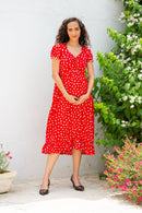 Pretty Crimson Sprinkle Maternity Dress momzjoy.com