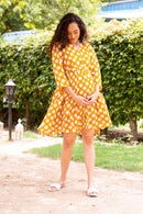 Timeless Yellow Polka Maternity & Nursing Dress MOMZJOY.COM