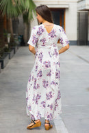 White Lavender Maternity & Nursing Wrap Dress momzjoy.com