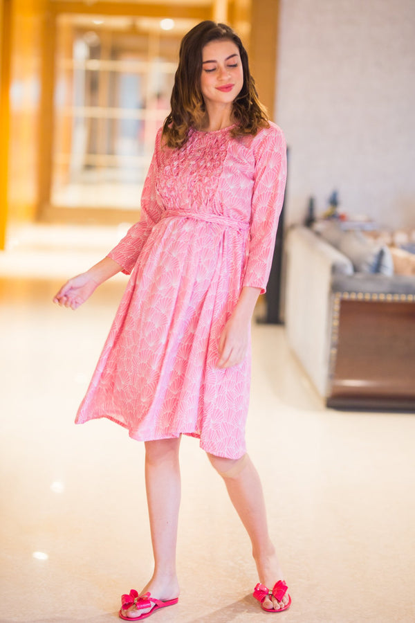 Botanical Blush Maternity & Nursing Night Dress - MOMZJOY.COM