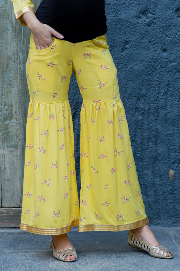 Premium Classic Sunshine Floral Over The Bump Sharara