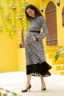 Premium Ebony Abstract Maternity & Nursing Wrap Dress momzjoy.com