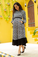 Premium Ebony Abstract Maternity & Nursing Wrap Dress momzjoy.com