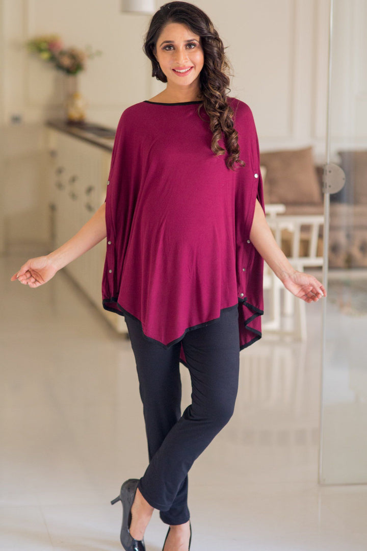 Sangria Asymmetrical Nursing Top momzjoy.com